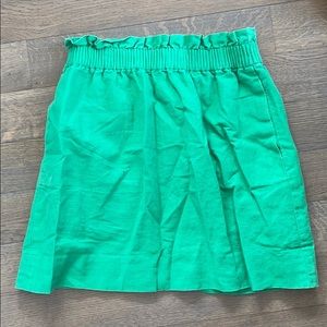 J crew green cotton skirt, elastic waist & pockets